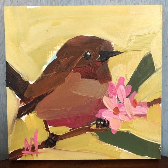 Original oil painting of sweet little Dipper Bird on A-grade composite wood - Picture 9 of 10